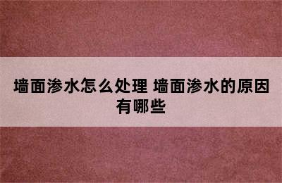 墙面渗水怎么处理 墙面渗水的原因有哪些